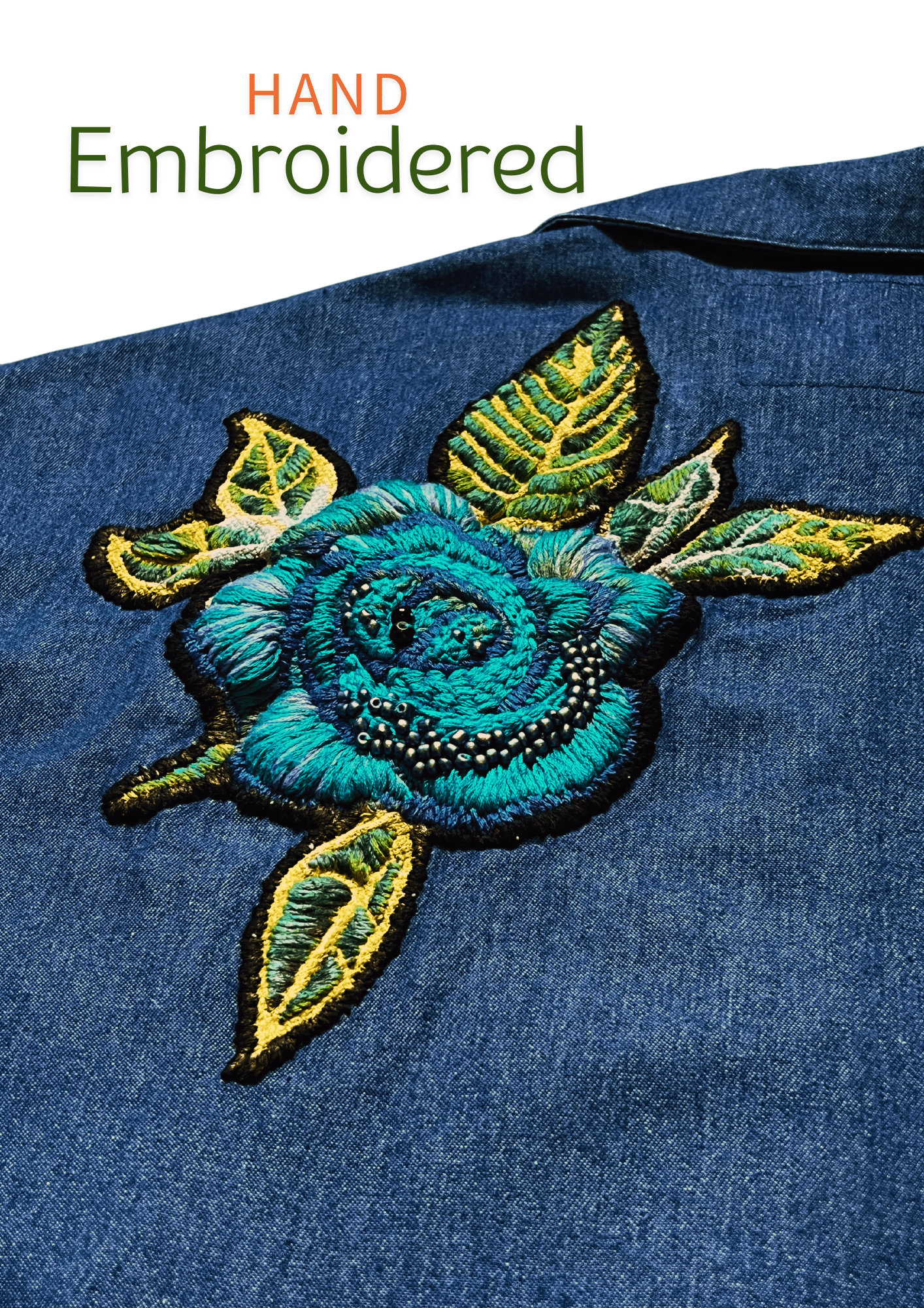 Exclusive Women’s Denim Blouse with Tartan Sleeves & Handcrafted Embroidery - Denimoz
