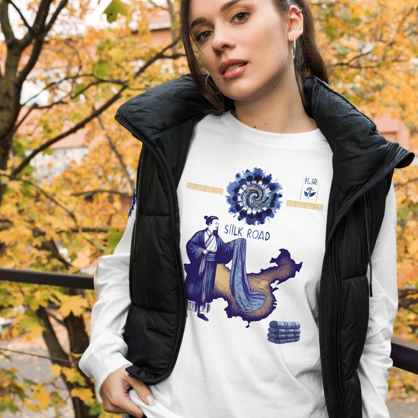 Golden Indigo: Long Chinese Shirt - Denimoz