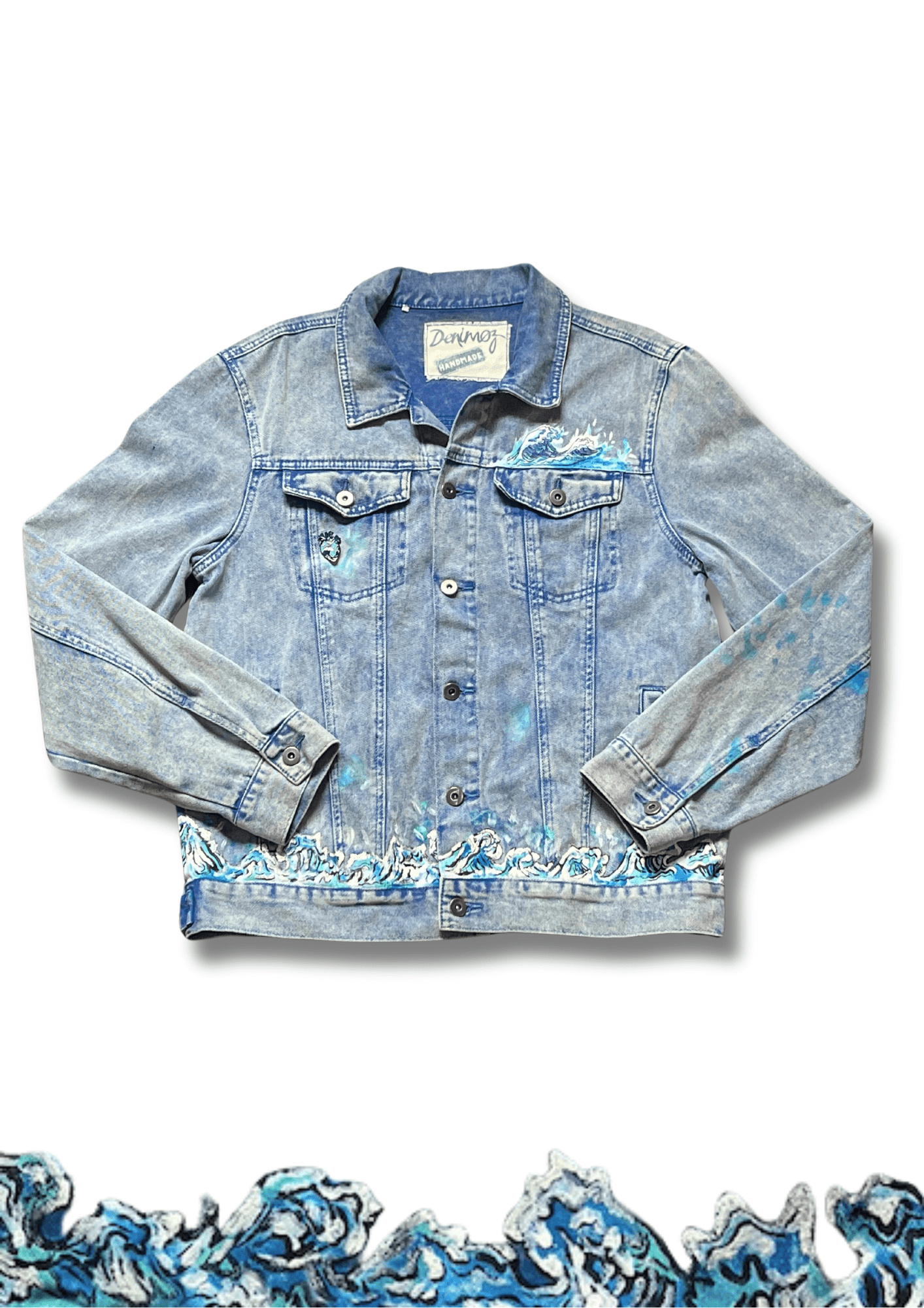Ocean's Embrace: Men’s Jacket with Nautical Boat Art - Denimoz