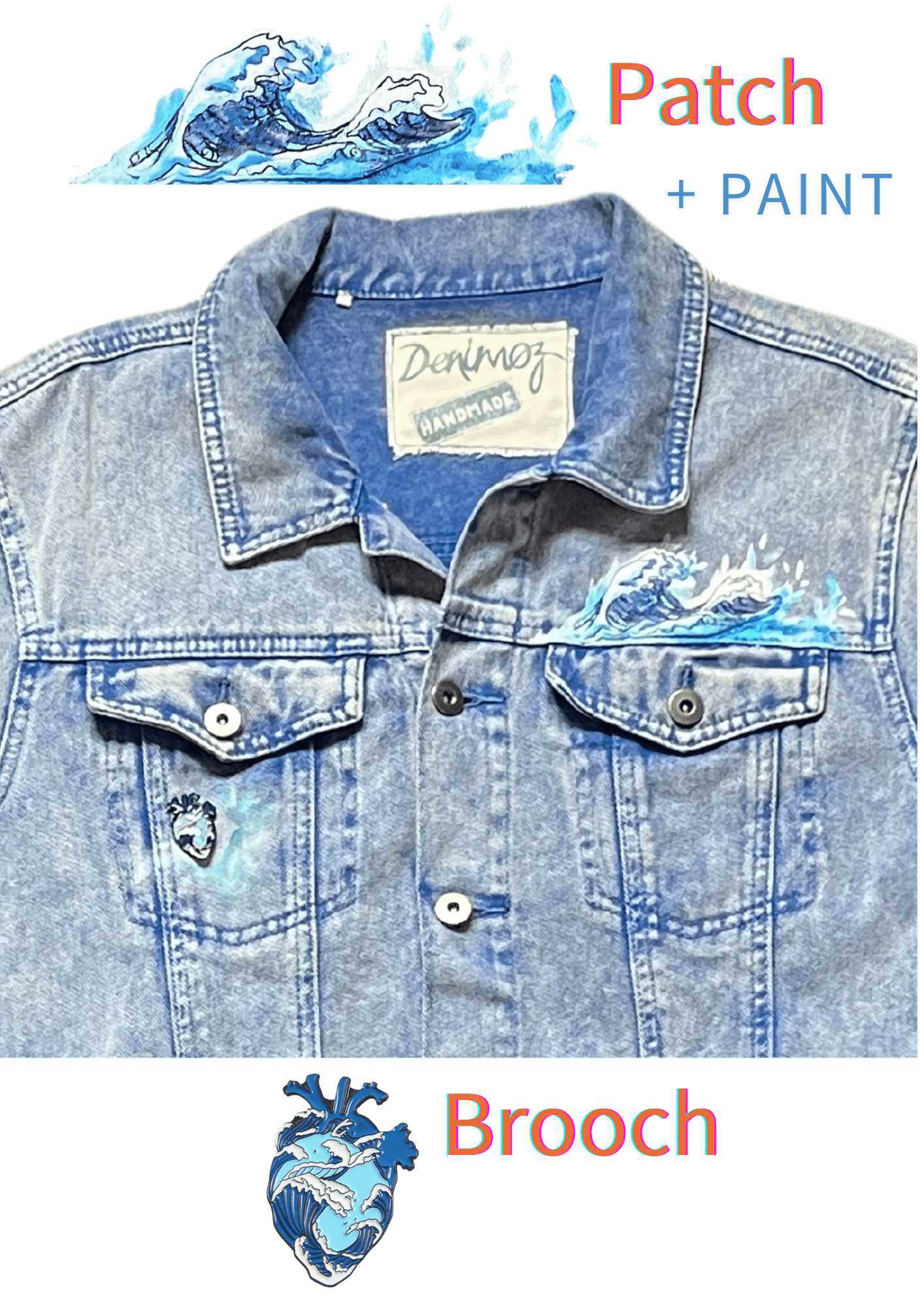 Ocean's Embrace: Men’s Jacket with Nautical Boat Art - Denimoz