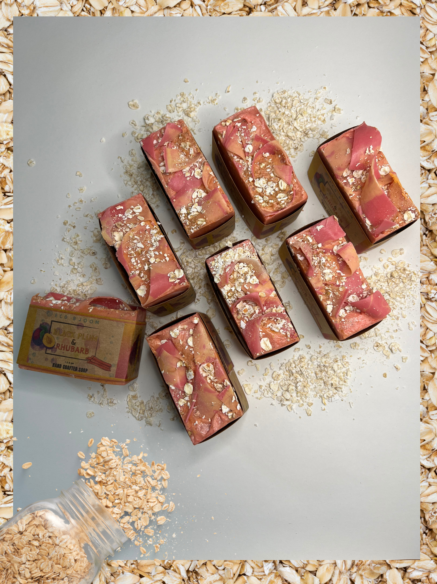 Black Plum & Rhubarb Bar Soap with oatmeal.