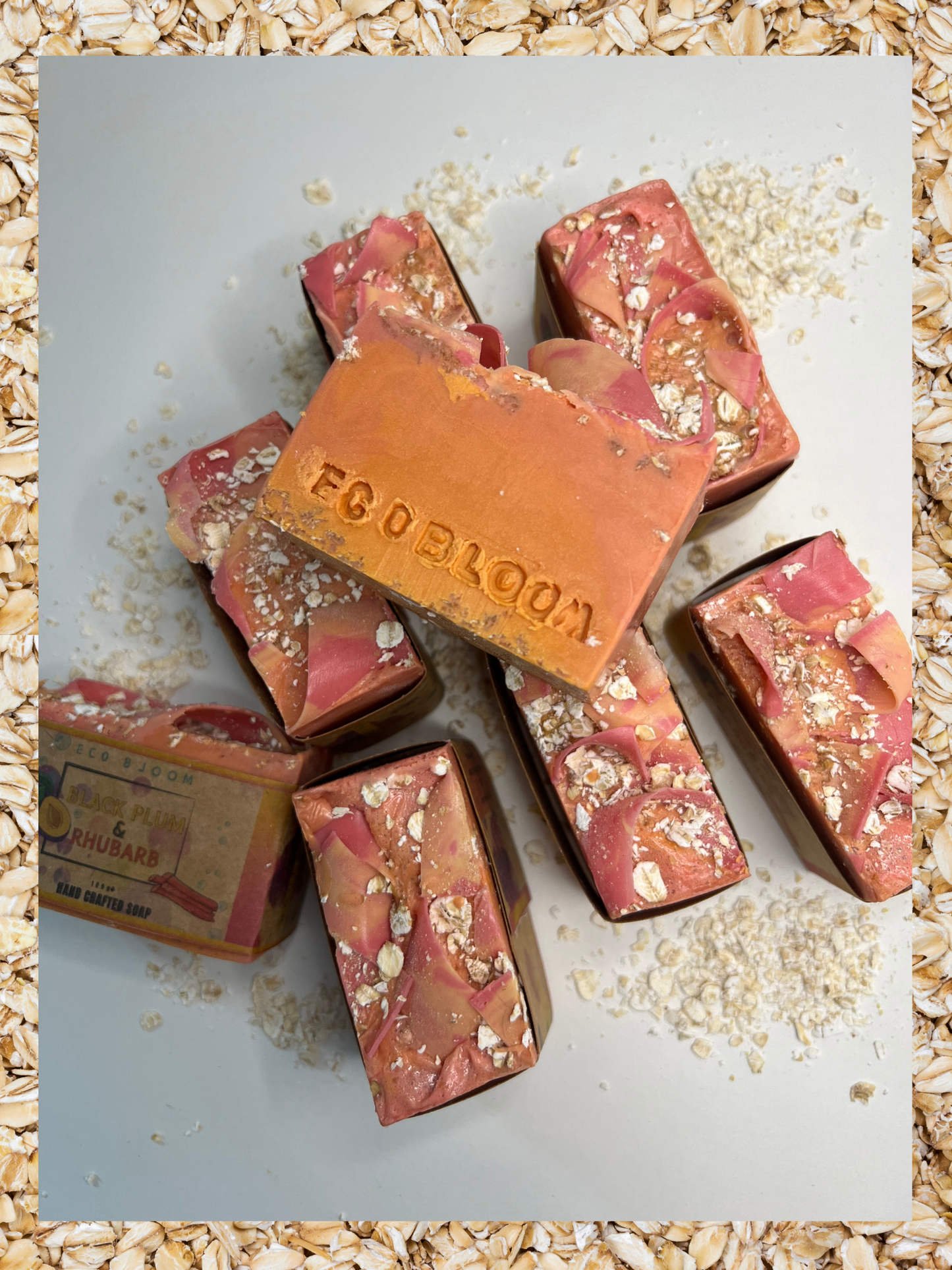 Black Plum & Rhubarb Bar Soap with oatmeal.