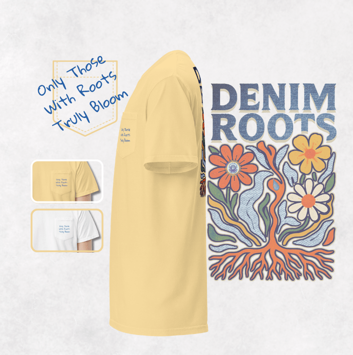 Denim Garden Art Tee | Garment - Dyed Cotton – Pocket Fit - Denimoz