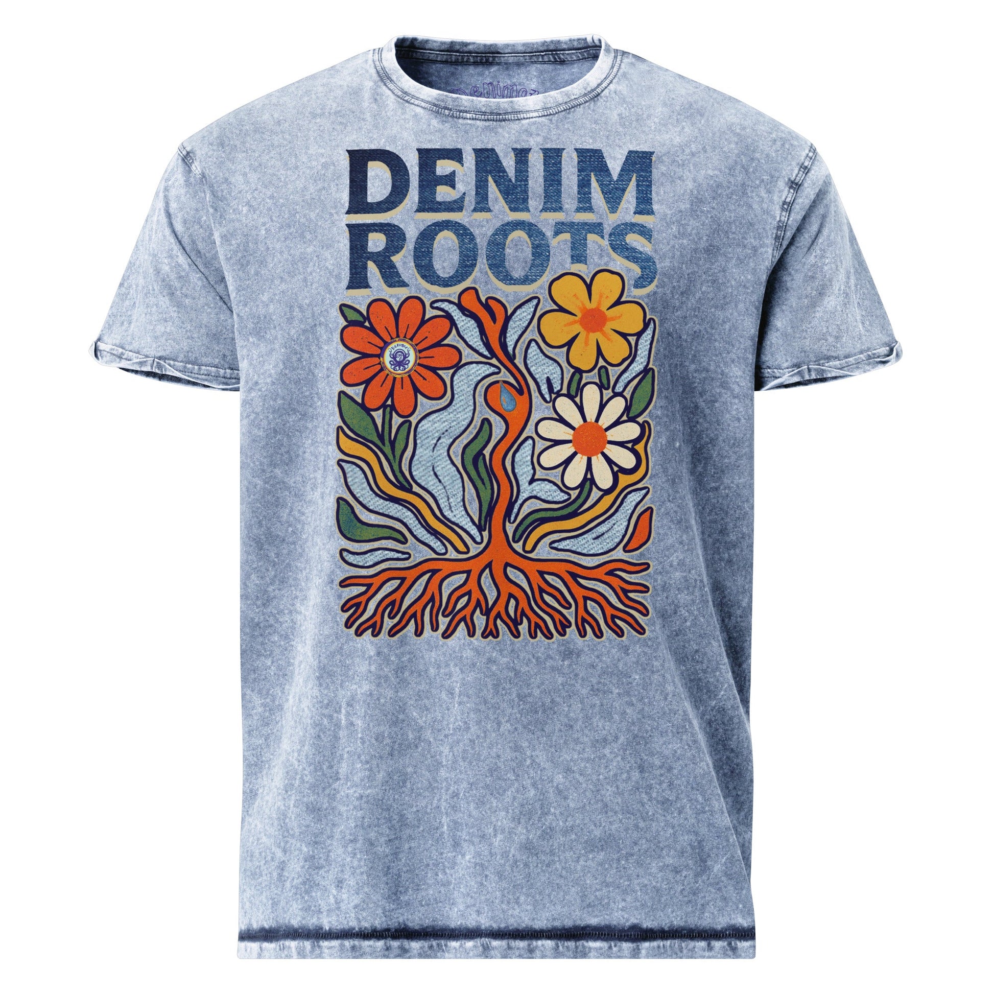 Denim Garden Art Tee | Soft Combed Cotton - Ingigo Look - Denimoz