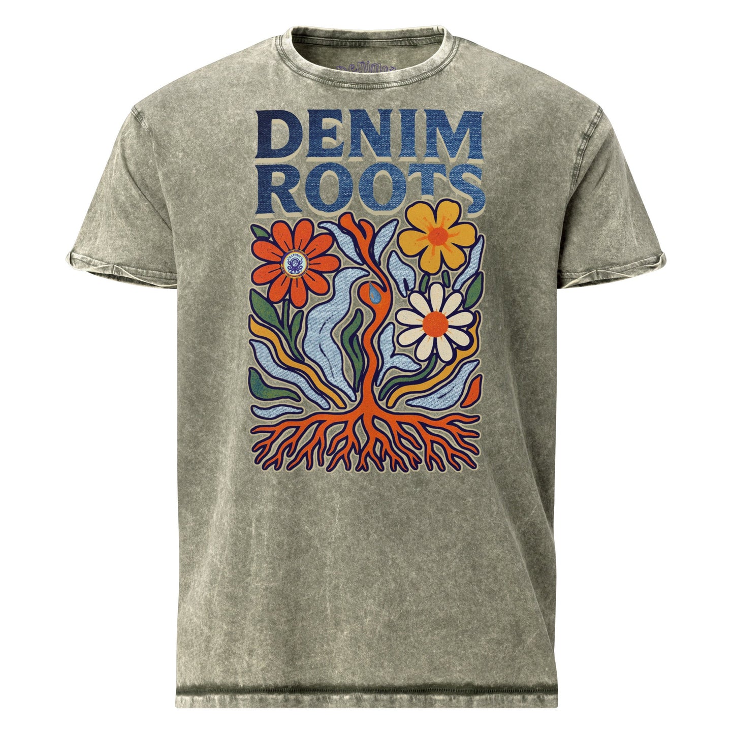 Denim Garden Art Tee | Soft Combed Cotton - Ingigo Look - Denimoz