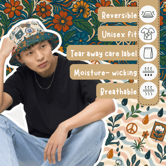 Peace in Bloom Bucket Hat | Reversible Streetwear – All - Gender - Denimoz